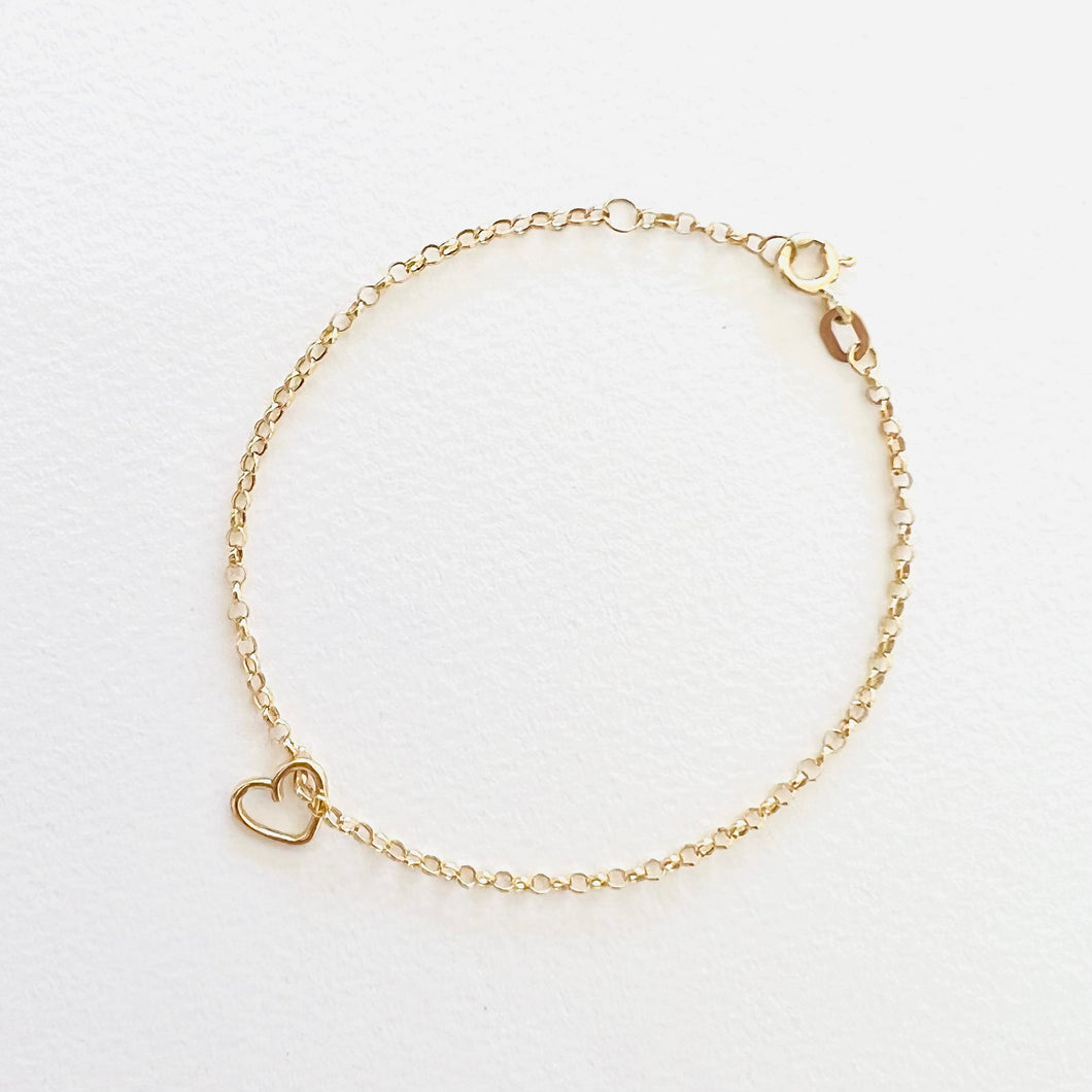 Bracelet GABRIELLE - Chain Bubble Link With Heart Pendant 18K Gold