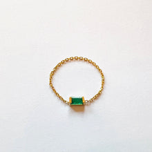 Load image into Gallery viewer, Ring GISELE 18K Gold Chain and Emerald Baguette Cut
