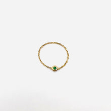 Load image into Gallery viewer, Ring MARTINE 18K Gold Chain Ring and Round Emerald Cut 0.03ct
