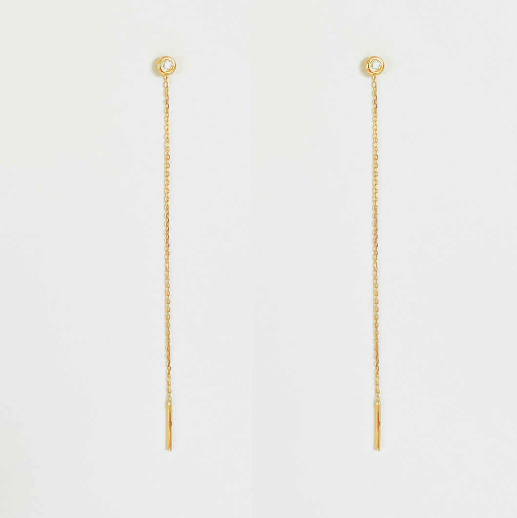 Earrings RAJAA - Earrings 18K Gold Chain and Diamonds Round Cut 0.03ct