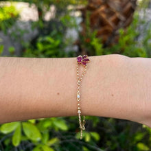 Load image into Gallery viewer, Bracelet LILOU  -  Bubble Chain with Ruby Flower 18K Gold
