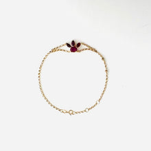 Load image into Gallery viewer, Bracelet LILOU  -  Bubble Chain with Ruby Flower 18K Gold
