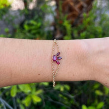 Load image into Gallery viewer, Bracelet LILOU  -  Bubble Chain with Ruby Flower 18K Gold
