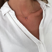 Load image into Gallery viewer, MARGUERITE Necklace Bubble Chain - 18K Gold Ruby Diamond
