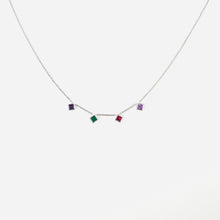 Load image into Gallery viewer, Necklace NINA Chain &amp; Princess Amethyst, Ruby &amp; Emerald 18 carats Gold
