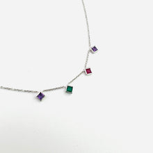 Load image into Gallery viewer, Necklace NINA Chain &amp; Princess Amethyst, Ruby &amp; Emerald 18 carats Gold
