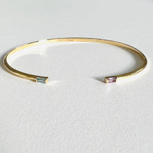 Load image into Gallery viewer, Bracelet EVA - Open Bangle &amp; Baguette Topaze &amp; Amethyst 18K Gold
