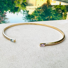 Load image into Gallery viewer, Bracelet EVA - Open Bangle &amp; Baguette Topaze &amp; Amethyst 18K Gold
