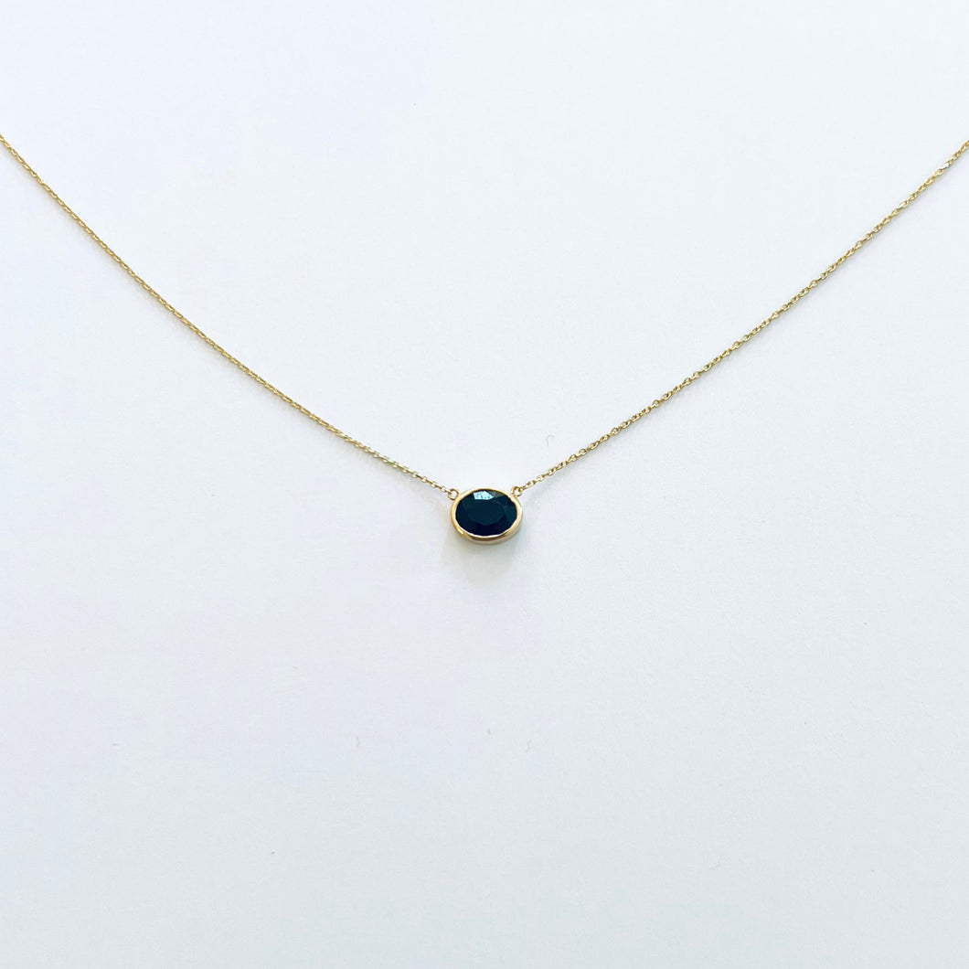 Necklace LLIO 18K Gold Necklace with Blue Sapphire 1.2 Ct