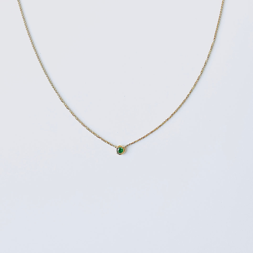 Necklace MAYA 18K Gold Necklace with Round Emerald