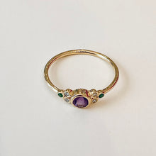 Load image into Gallery viewer, Ring CLAIRE 18K Gold Amethyst, Diamonds &amp; Emerlads
