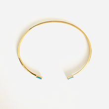 Load image into Gallery viewer, Bracelet SUMMER - Open Bangle &amp; Baguette Turquoises 18K Gold
