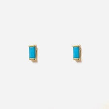 Load image into Gallery viewer, Earrings Olympe - Baguette Turquoises Studs 18K gold
