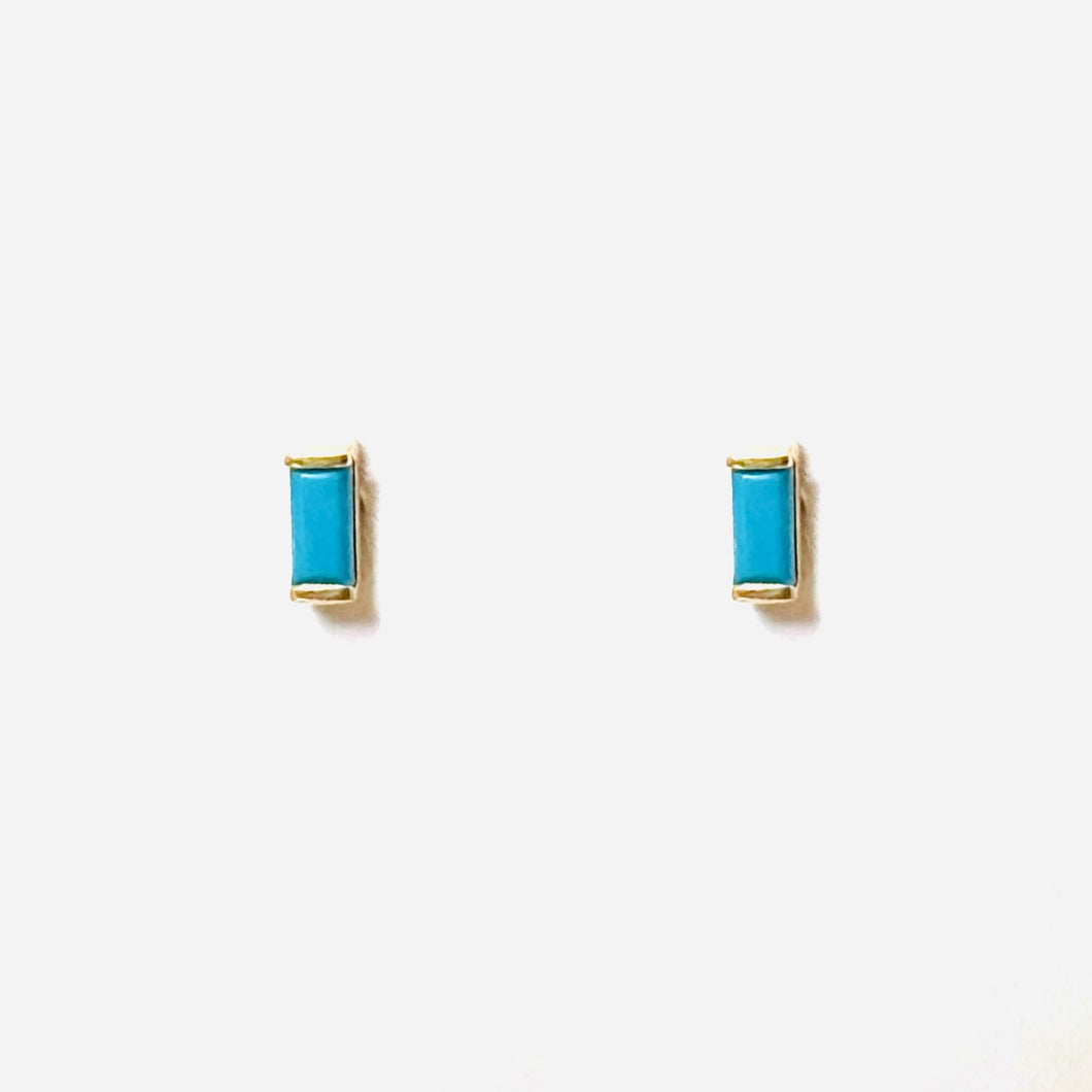 Earrings Olympe - Baguette Turquoises Studs 18K gold