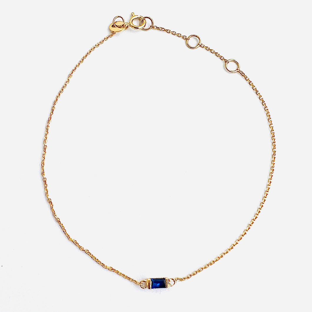 Bracelet ELEA 18K Gold Chain Encrusted with Baguette Blue Sapphire