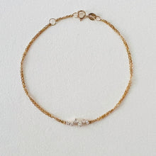Load image into Gallery viewer, Bracelet ROSE - Thin Double Chain with 6 diamonds 18K Gold

