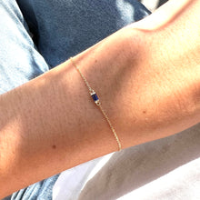 Load image into Gallery viewer, Bracelet ELEA 18K Gold Chain Encrusted with Baguette Blue Sapphire
