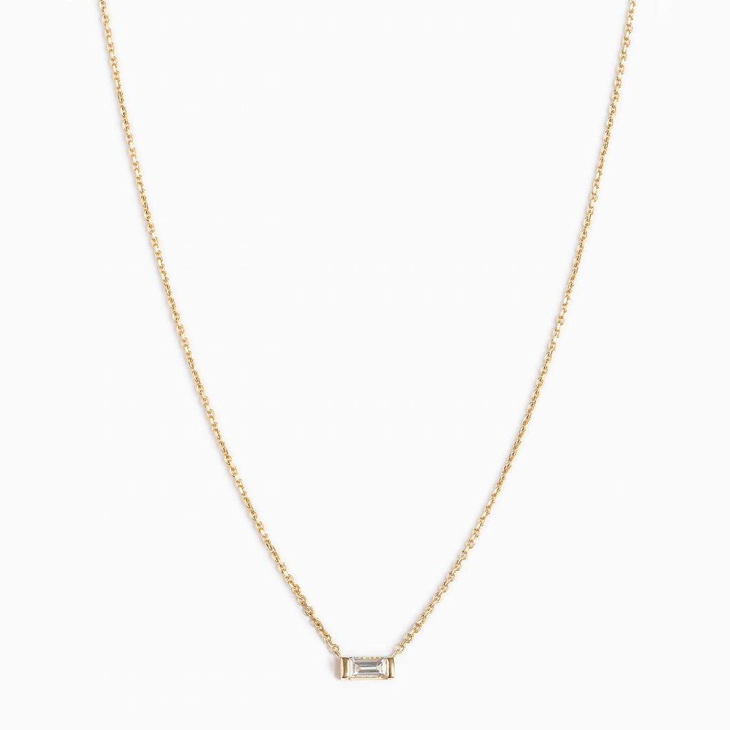 Necklace PAULINE - 18K Gold Necklace & Baguette Diamond cut 0.06ct