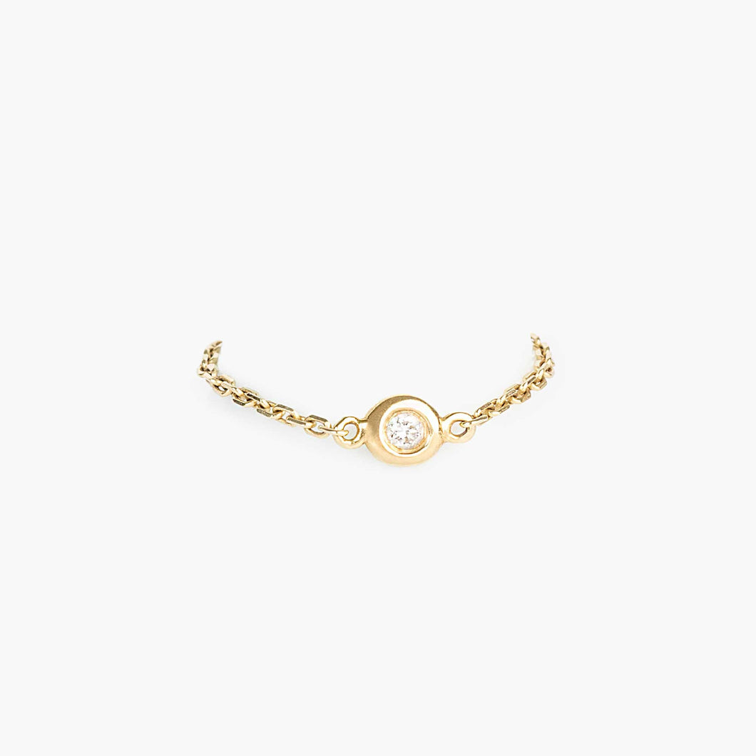 Ring CYRIELLE 18K Gold Chain Ring and Round Diamond Cut 0.03ct