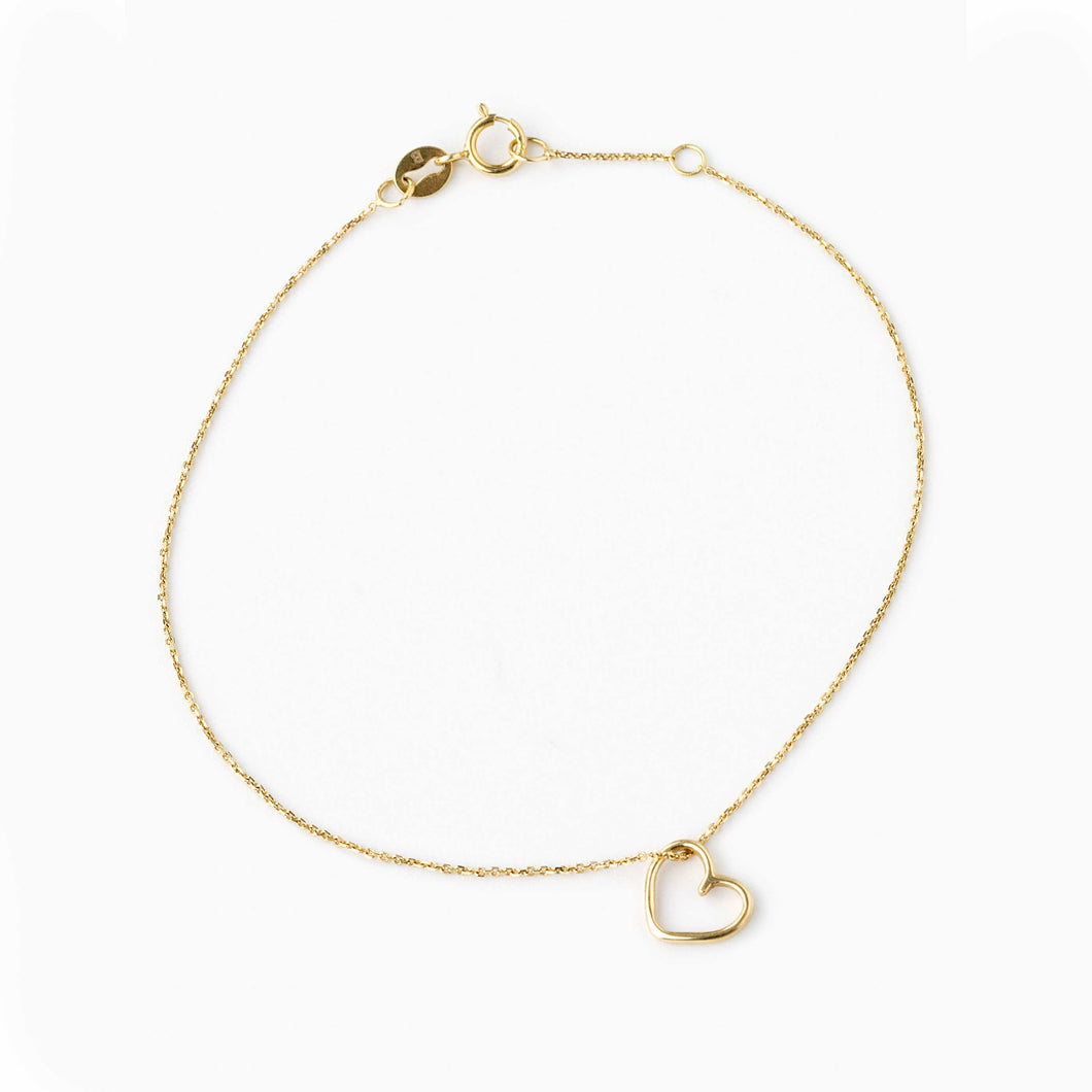 Bracelet ISABELLE - Chain & Heart Pendant 18K Gold
