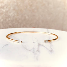 Load image into Gallery viewer, Bracelet ANNIE - Open Bangle &amp; Baguette Diamonds 18K Gold
