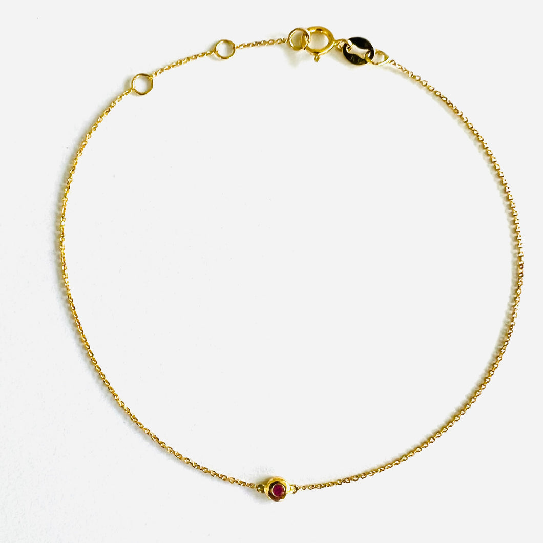 Bracelet CAROLE -  Extra Thin Chain with Rose Sapphire 18K Gold