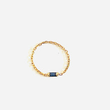 Load image into Gallery viewer, Ring MAXINE 18K Gold Chain Ring Blue Sapphire Baguette Cut 0.06ct
