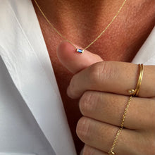 Load image into Gallery viewer, Necklace REGINE 18K Gold Necklace &amp; Baguette Blue Sapphire
