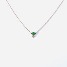 Load image into Gallery viewer, Necklace CECILE 18K Gold Necklace, Marquise Eye Emerald and Dimond
