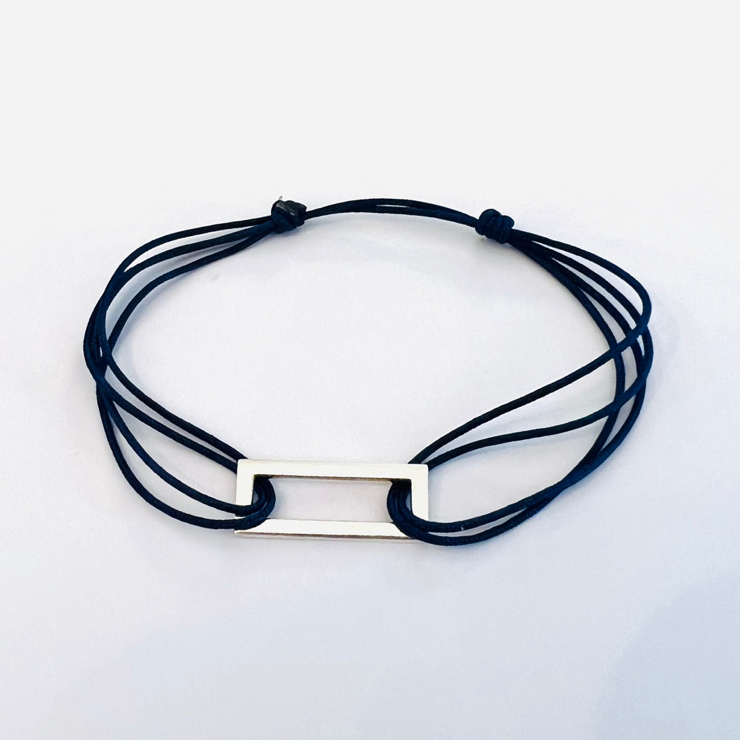 Bracelet ROMAIN - Rectangle Link Cordon - Engraving On Demand
