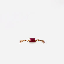 Load image into Gallery viewer, Ring LIZE 18K Gold Chain Ring  Ruby Baguette Cut 0.06ct
