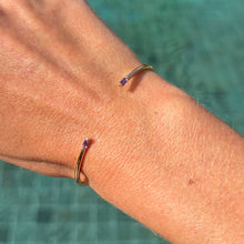 Load image into Gallery viewer, Bracelet ELEN - Open Bangle &amp; Baguette Amethyst 18K Gold
