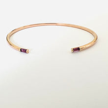Load image into Gallery viewer, Bracelet ELEN - Open Bangle &amp; Baguette Amethyst 18K Gold
