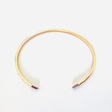 Load image into Gallery viewer, Bracelet ELEN - Open Bangle &amp; Baguette Amethyst 18K Gold
