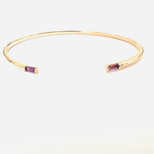 Load image into Gallery viewer, Bracelet ELEN - Open Bangle &amp; Baguette Amethyst 18K Gold
