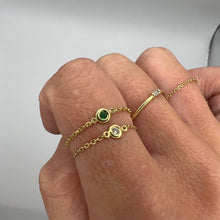 Load image into Gallery viewer, Ring MARTINE 18K Gold Chain Ring and Round Emerald Cut 0.03ct
