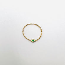 Load image into Gallery viewer, Ring MARTINE 18K Gold Chain Ring and Round Emerald Cut 0.03ct
