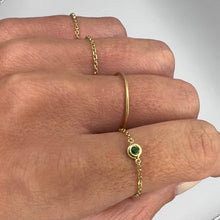 Load image into Gallery viewer, Ring MARTINE 18K Gold Chain Ring and Round Emerald Cut 0.03ct
