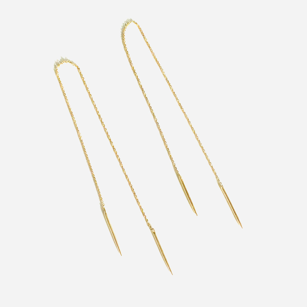 Earrings LINE  - Chain Pendant Earring & Piercing 18K Gold
