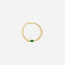 Load image into Gallery viewer, Ring ANOUK 18K Gold Chain and Emerald Baguette Cut 0.06ct
