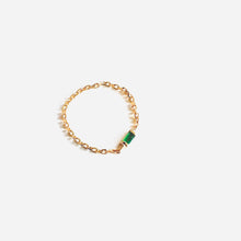 Load image into Gallery viewer, Ring ANOUK 18K Gold Chain and Emerald Baguette Cut 0.06ct
