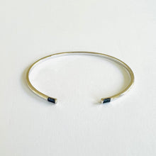 Load image into Gallery viewer, Bracelet EMMA - Open Bangle &amp; Baguette Sapphire 18K Gold
