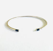 Load image into Gallery viewer, Bracelet EMMA - Open Bangle &amp; Baguette Sapphire 18K Gold
