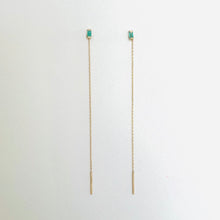 Load image into Gallery viewer, Earrings CHARLOTTE - Baguette Emeralds - 18K Gold
