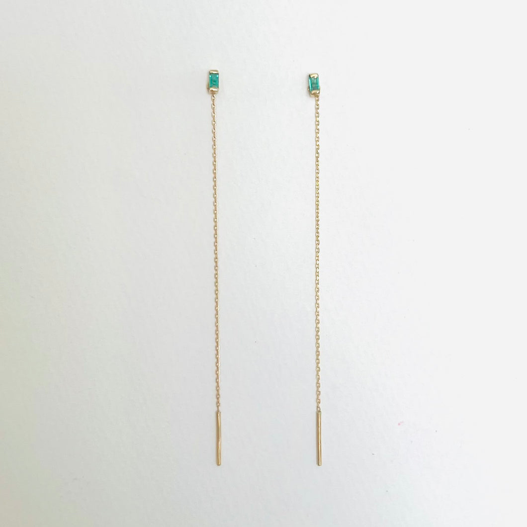Earrings CHARLOTTE - Baguette Emeralds - 18K Gold