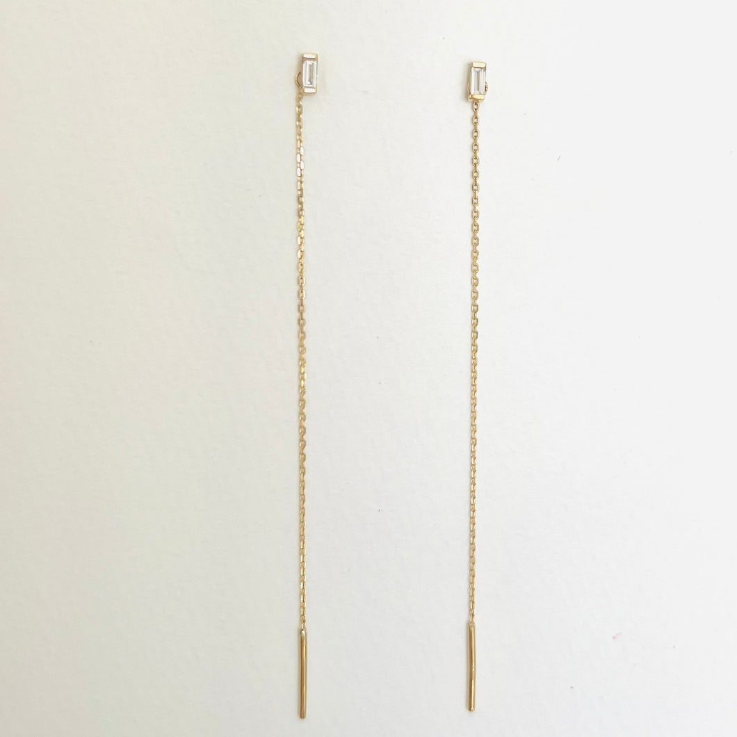 Earrings YVONNE 3 in 1 - 18K Gold Baguette Diamond 0.06ct