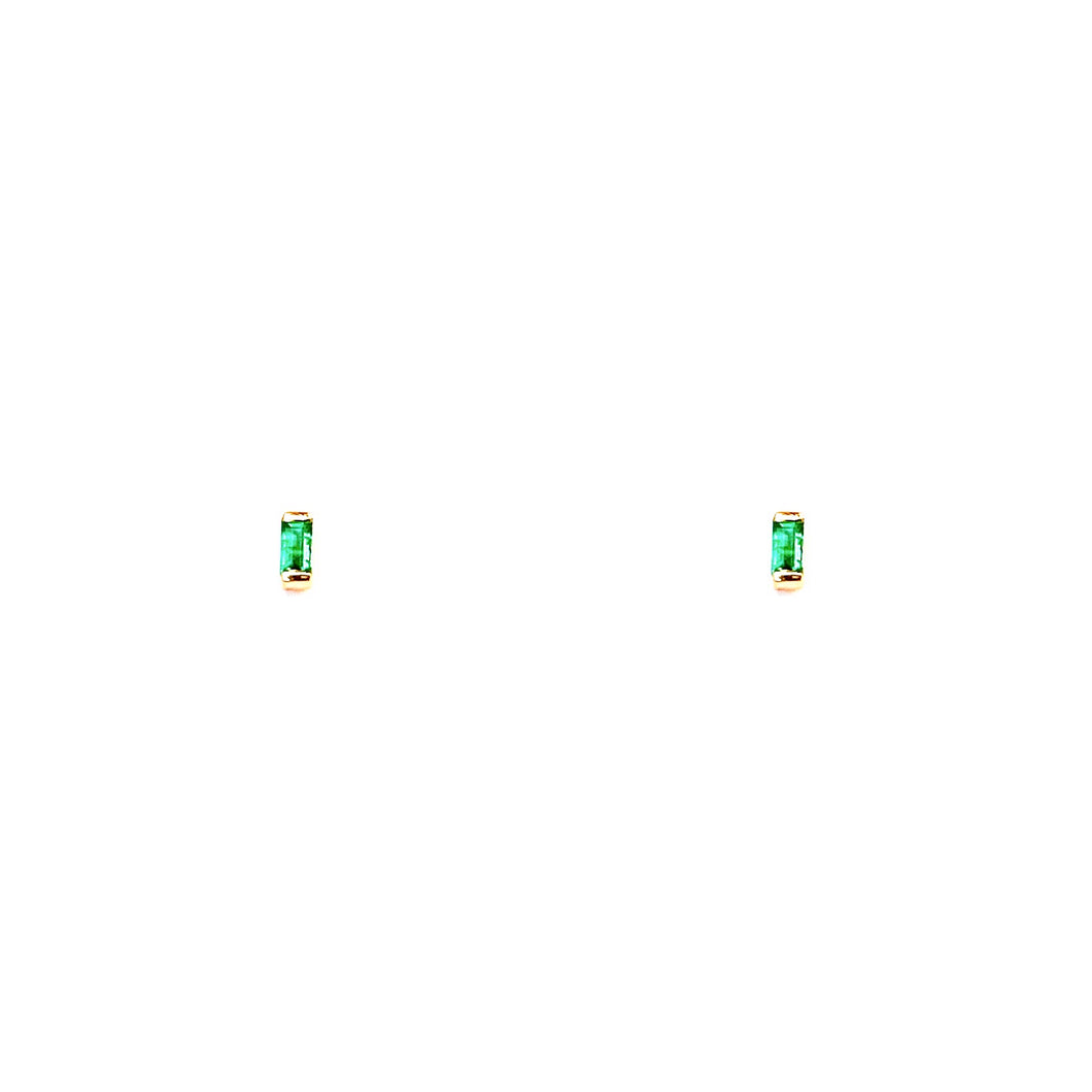 Earrings ISA - Baguette Emerald Studs 0.5mm - 18K gold