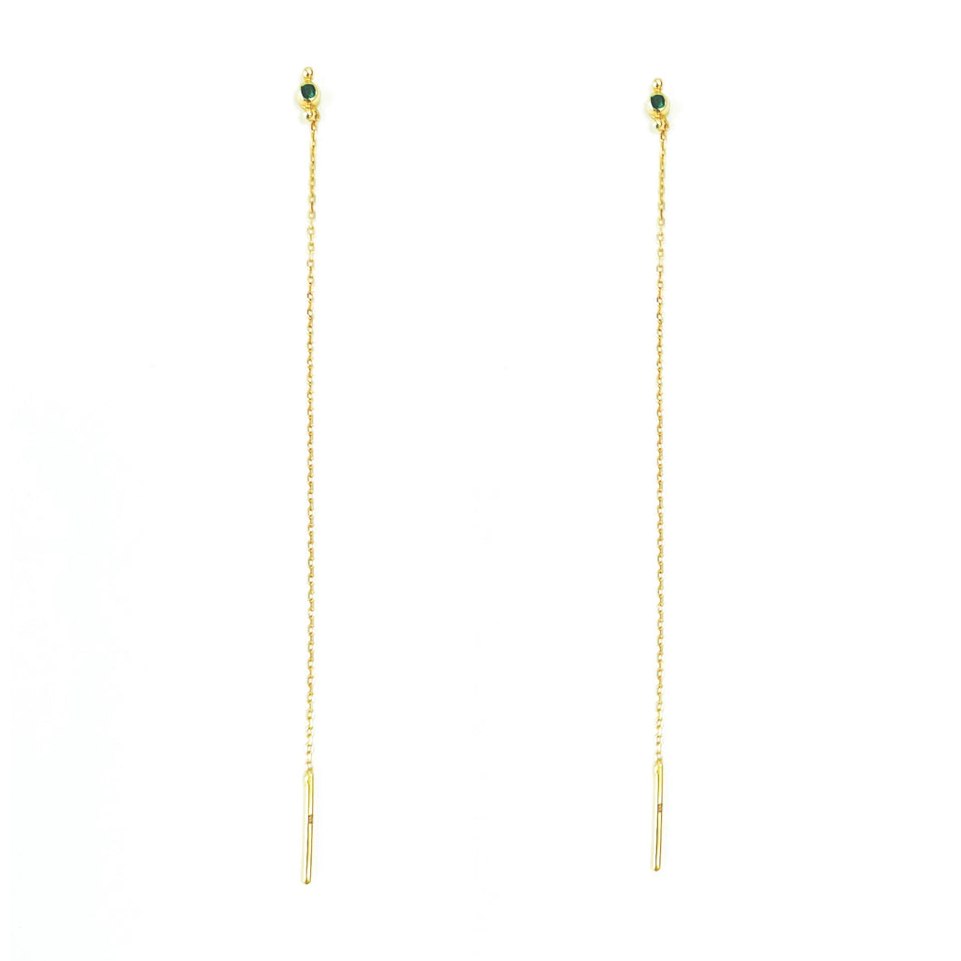 Earrings ALIX - Emerald Stud With Extension - 18K gold