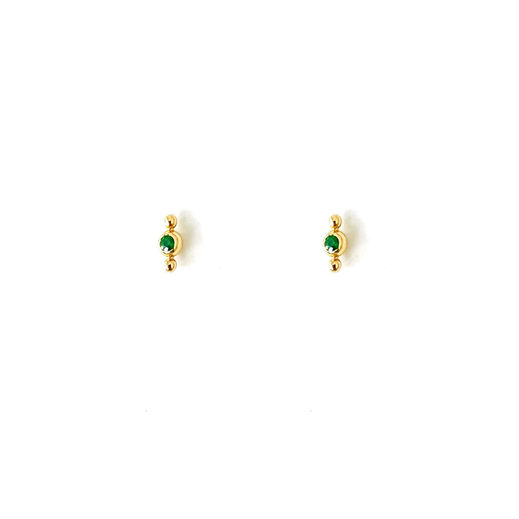 Earrings MICHELLE - Emerald Stud & 18K gold