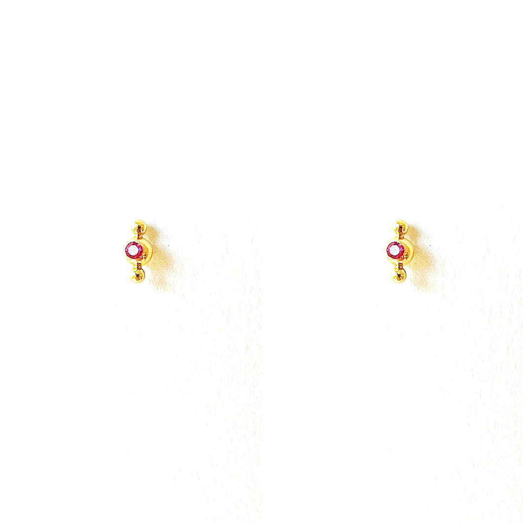 Earrings GERALDINE - Pink Sapphire Stud - 18K gold